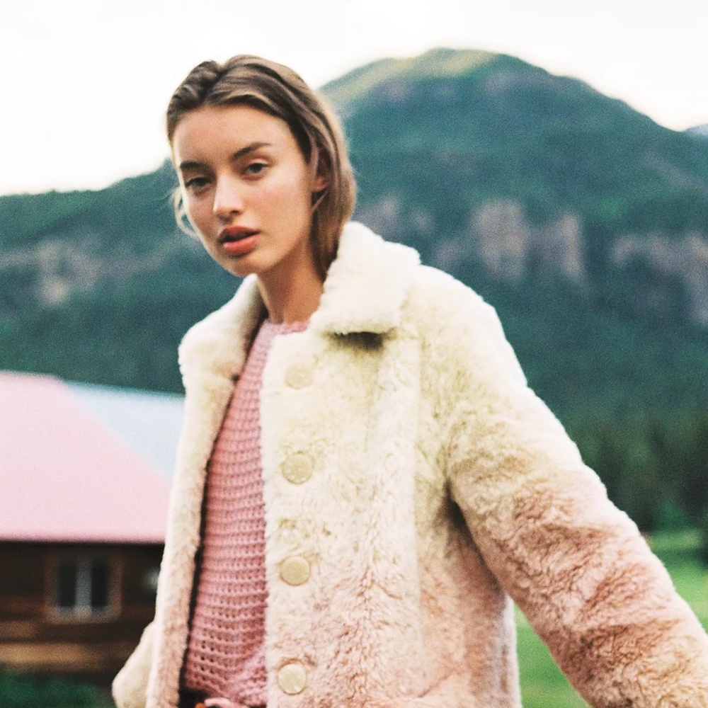 ANTHROPOLOGIE OMBRE FAUX FUR COAT $198 M